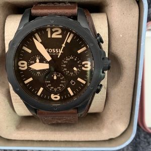 🌟Fossil Brown Leather Buckle Watch